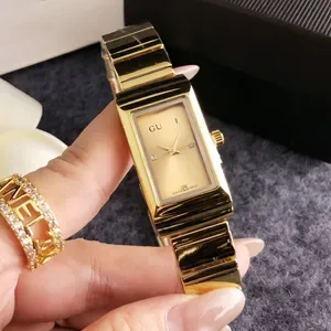 Full Brand Womens Rectangle Quartz Wrist Watch - 19mm Metal Steel Band Luxury Logo Design GU196