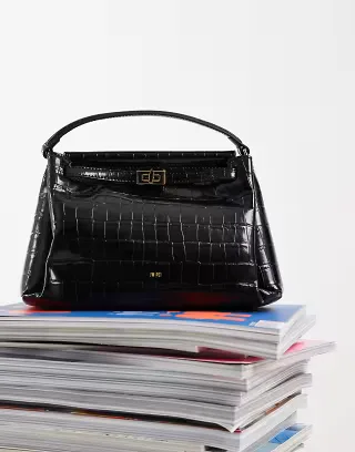 JW PEI Carmen top handle bag in black croc