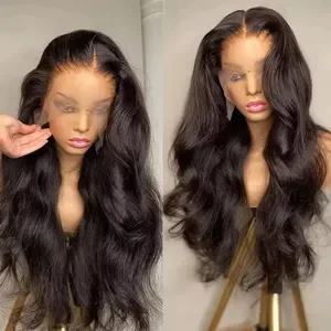40 Inch Raw Wet And Wavy 13x6 HD Lace Frontal Wig Pre-Cut 13x4 Black 200 Density Pre Plucked Body Wave Wig 100% Human Ha