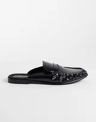 SEQWL Dash refined ruched loafer mules in black