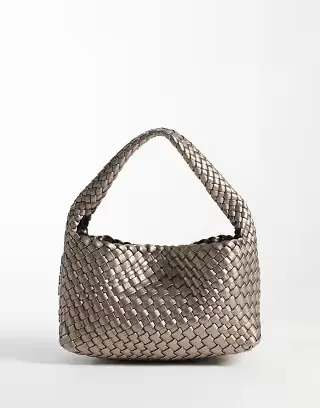 Sui Ava woven mini bag with pouch in silver