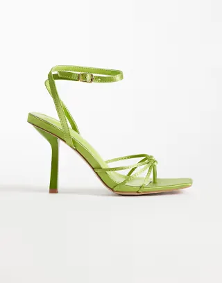 Simmi London Sabrina strappy heeled sandals in green satin
