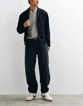 ASOS DESIGN slim barrel jeans in black with pleats