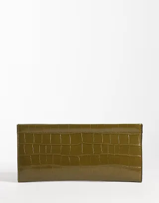 ASOS DESIGN pancake clutch purse in olive green