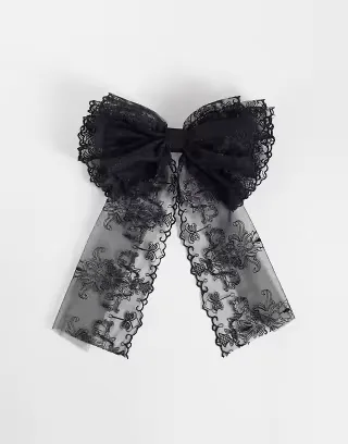 ASOS DESIGN XL hair bow barette in black lace