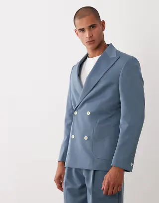 ASOS DESIGN regular suit jacket in mid blue