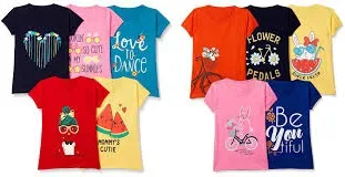 T2F Girl's Cotton Solid Regular Fit T-Shirt (Pack of 5) (GLS-TSRT-01_Multicolor 5 7 8 Years) Solid Regular Fit T-Shirt P