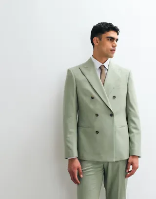 ASOS DESIGN slim double breasted suit jacket in sage green