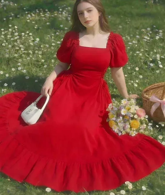 Shein Plus Size Red Lace Midi Dress