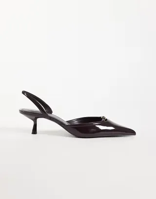 Mango buckle detail heeled slingback in burgundy