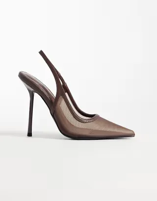 SIMMI London Morley slingback heeled pumps in brown mesh