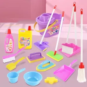 Simulation Home Appliances Cleaning Toys Kit for Children, Pretend Play Housework Supplies with Dustpan, Broom, Bucket,