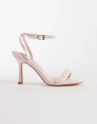 Be Mine Bridal Camden heeled sandals with faux pearls in pink satin