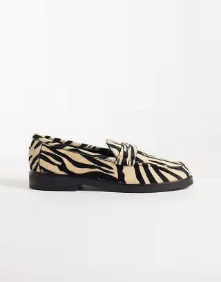Steve Madden Adison loafer in taupe zebra print