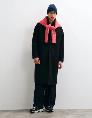 ONLY & SONS longline overcoat in black