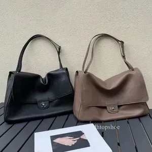 Maxi Shopping Bag, Grain Cowhide Leather Shoulder Tote for Women, Designer Vintage Flap Handbag, Classic Airport Carry B
