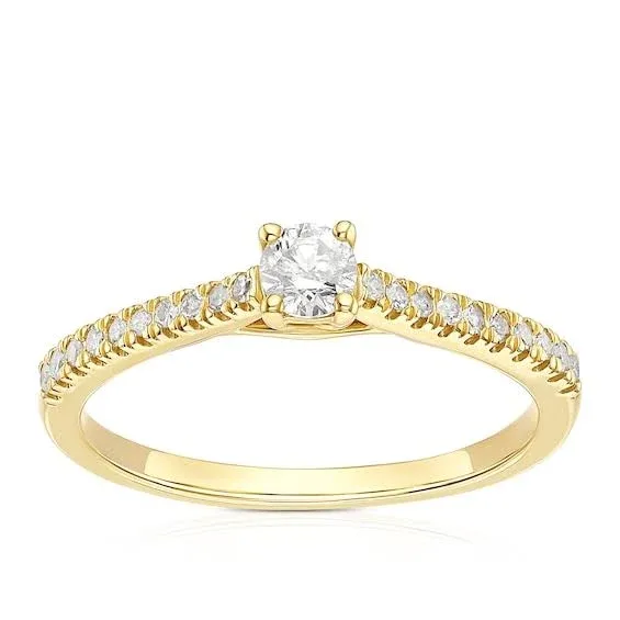 Engagement Ring 9ct Yellow Gold Solitaire 0.25ct Diamond Ring