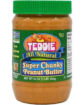 Teddie All Natural Peanut Butter, Super Chunky, 26-Ounce Jar (Pack of 3)