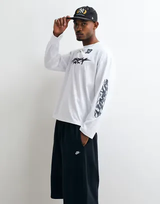Weekday oversized long sleeve T-shirt with Racer graphic prints in white
