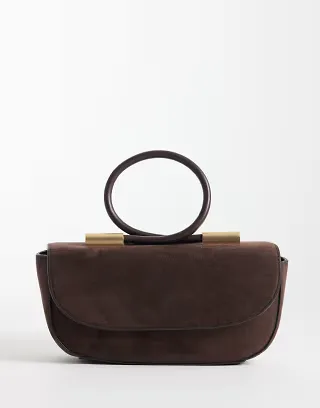 ASOS DESIGN loop handle clutch purse in chocolate