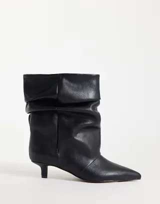 ASOS DESIGN Rosario slouch kitten heel boots in black