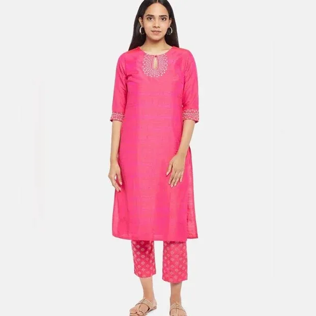 Rangmanch by Pantaloons Women Embroidered Straight Kurta For Women