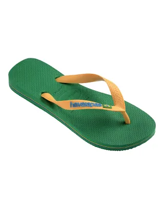 Havaianas Unisex Brazil logo flip flops in green and yellow