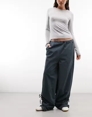 COLLUSION parachute pant in blue