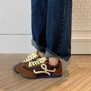 Casual Shoes Women - Mixed Color Vulcanized Outdoor Sneakers - Lace-Up Low Heel Sport Shoes for Ladies
