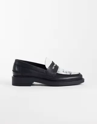 NOAK made In Portugal penny loafers with graphic in black leather