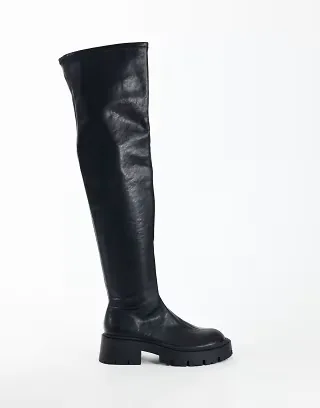 Topshop Leah chunky over the knee boot in black