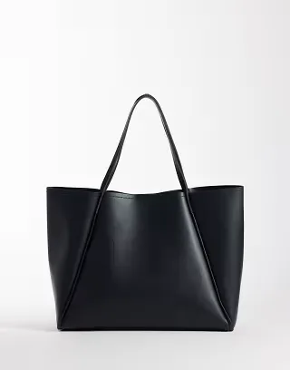 Glamorous oversized faux leather tote in black