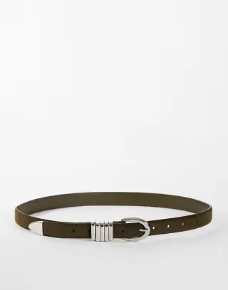 Topshop Bobbi suedette multi keeper belt in khaki