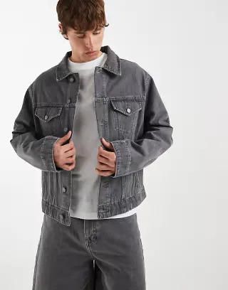ASOS DESIGN Circular Design Collection denim trucker jacket in vintage mid wash gray