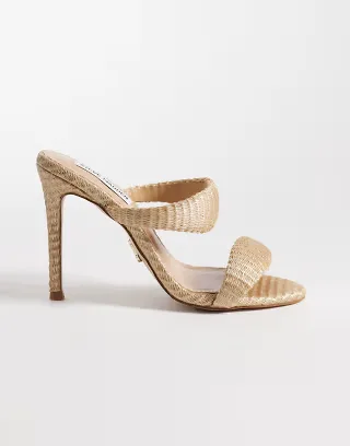 Steve Madden Saturn heeled sandals in gold raffia