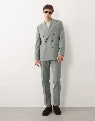 ASOS DESIGN slim suit in sage green wool blend tweed
