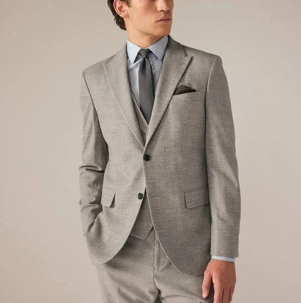 NEXT Neutral Slim Fit Check Suit Jacket