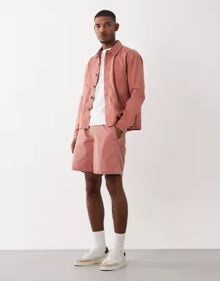 Farah Swinton contrast stitch drawstring shorts in red - part of a set