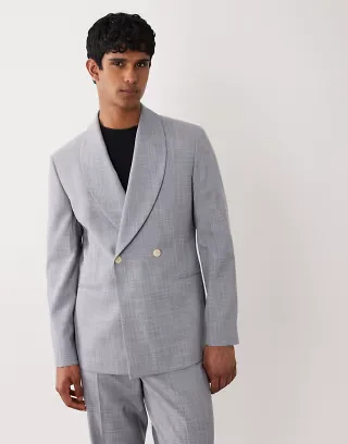 ASOS DESIGN linen look regular suit jacket in gray