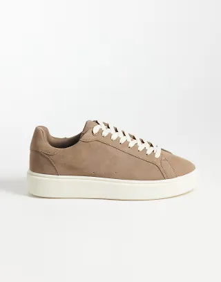ASOS DESIGN lace up dressy sneakers in mole faux suede
