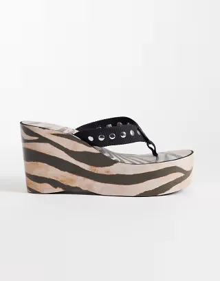 I.AM.GIA Shelby 2.0 studded platform wedge flip flops in zebra print - part of a set