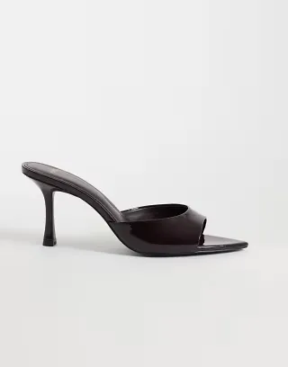 Mango high heeled mules in burgundy