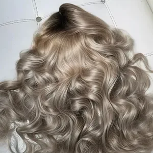 200 Density Ombre Grey Body Wave Lace Frontal Wig 13x6 Hd Lace Human Hair Wig with Dark Roots Wear and Go Brazilian Hair