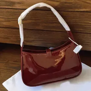 Burgundy Designer Womens Patent Leather Hobo Bag - Luxury Underarm Shoulder Purse - Black Cherry Red Handbag