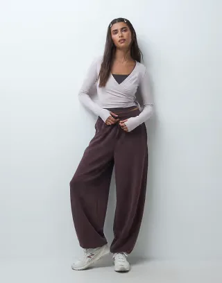4505 ultra soft modal blend balloon wide leg sweatpants in chocolate