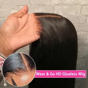 Brazilian 200 Density Bone Straight Hair Wigs - Glueless 13x4 Transparent Lace Front 360 Frontal, Pre-Plucked Human Hair