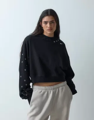 Nike studio cropped sweatshirt in black with studded detail