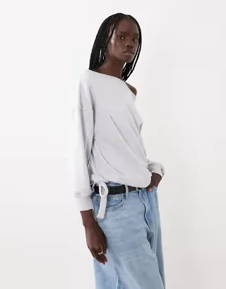 ASOS DESIGN dropped shoulder sweatshirt in snow melange