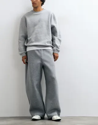 Weekday scuba-style fabric barrel leg jogger with elasticated hem in gray melange