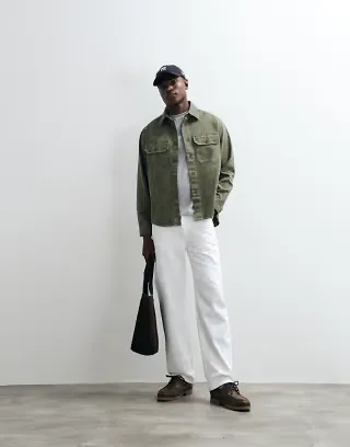 HUGO Blue Ebolt oversized shirt in green